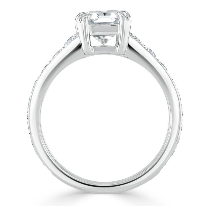 1.5 CT Cushion Cut Solitaire Channel Pave Moissanite Engagement Ring 4