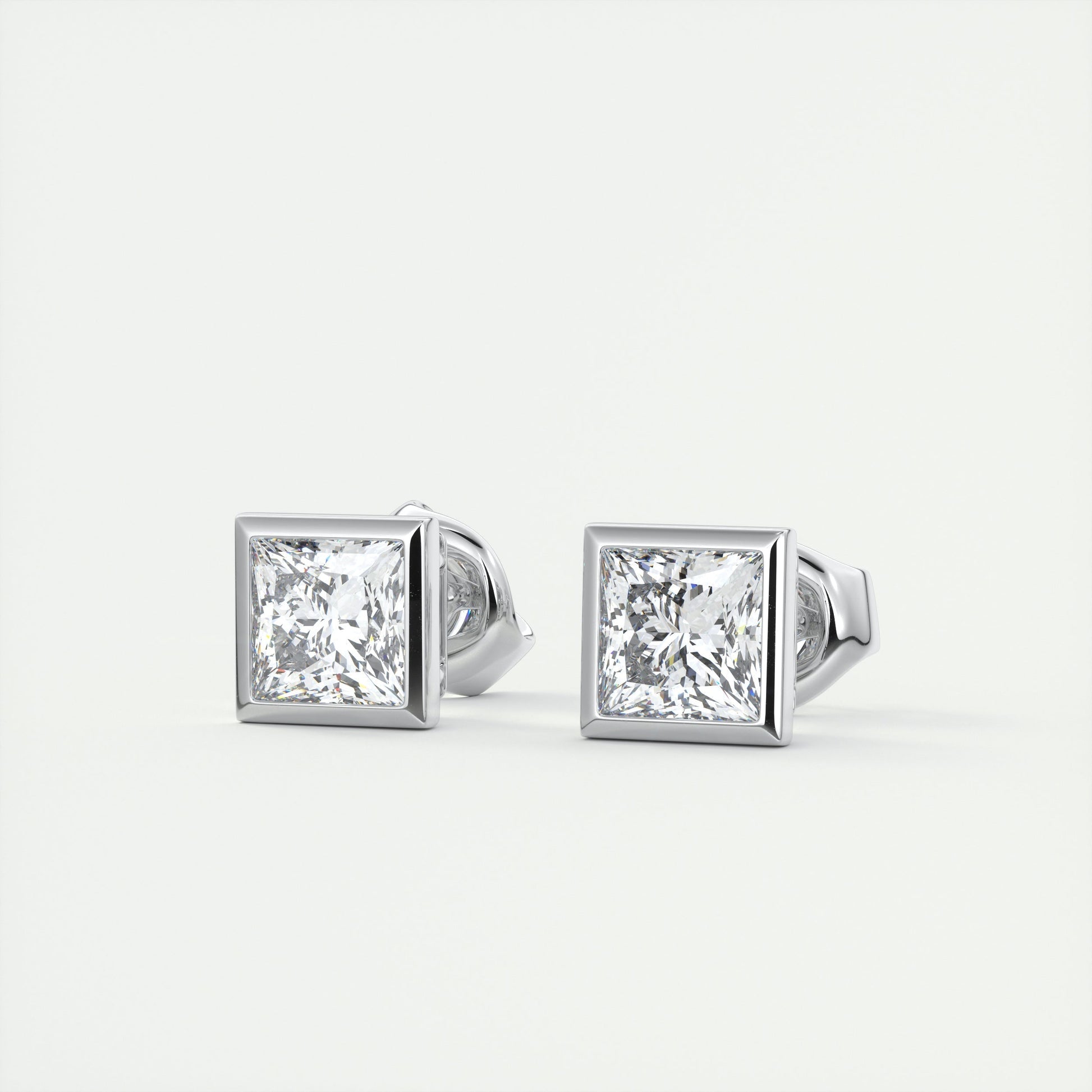 1.0 CT Princess Bezel Solitaire CVD G/VS Diamond Earrings 2