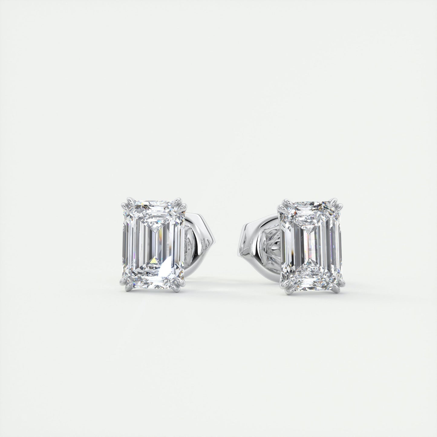 1.0 CT Emerald Solitaire CVD G/VS Diamond Earrings 1