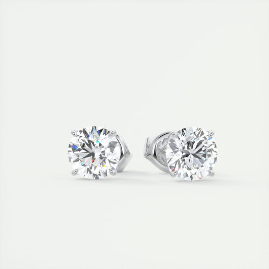 1.0 CT Round Solitaire CVD G/VS Diamond Earrings 1