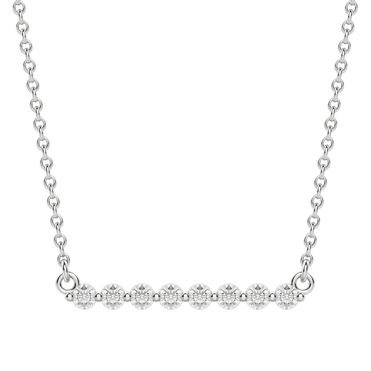 0.24 CT Round Cut Shared Prong Bar Necklace Moissanite Diamond Necklace 4