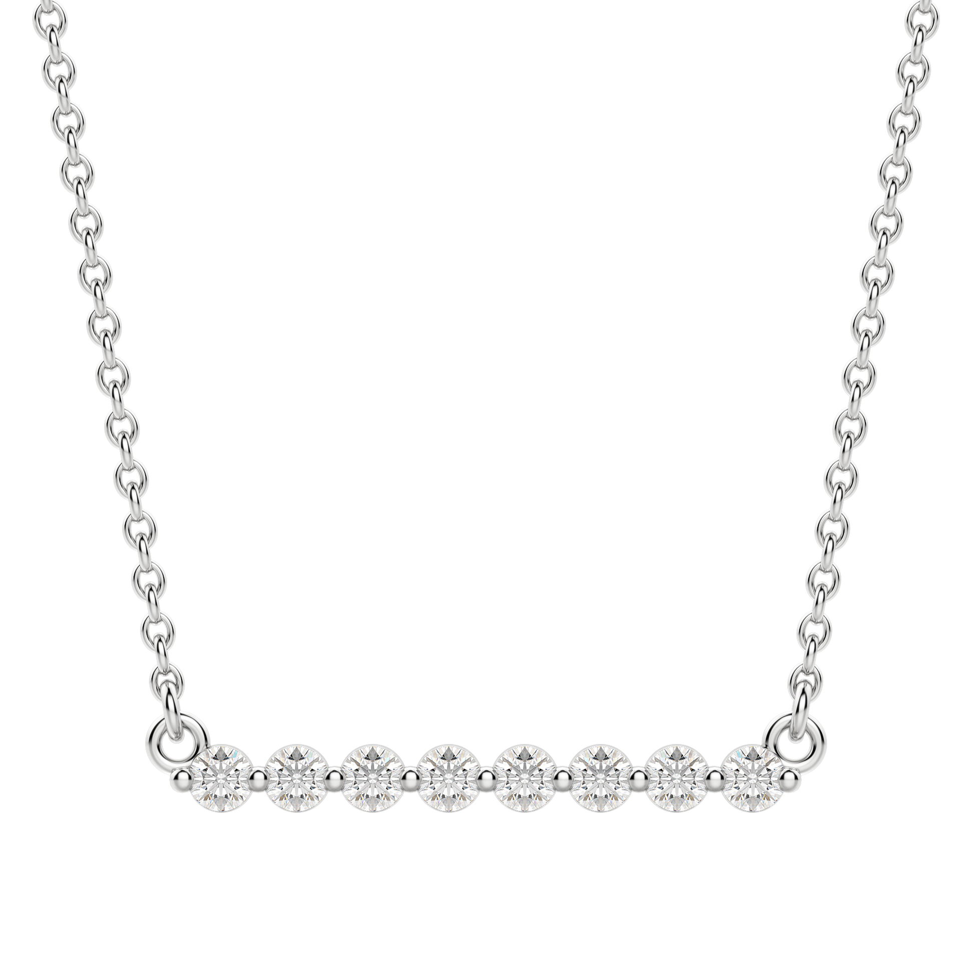 0.24 CT Round Cut Shared Prong Bar Necklace Moissanite Diamond Necklace 4