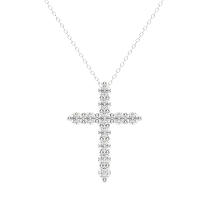 0.17 CT Round Cut Cross Pendant Moissanite Diamond Necklace 3