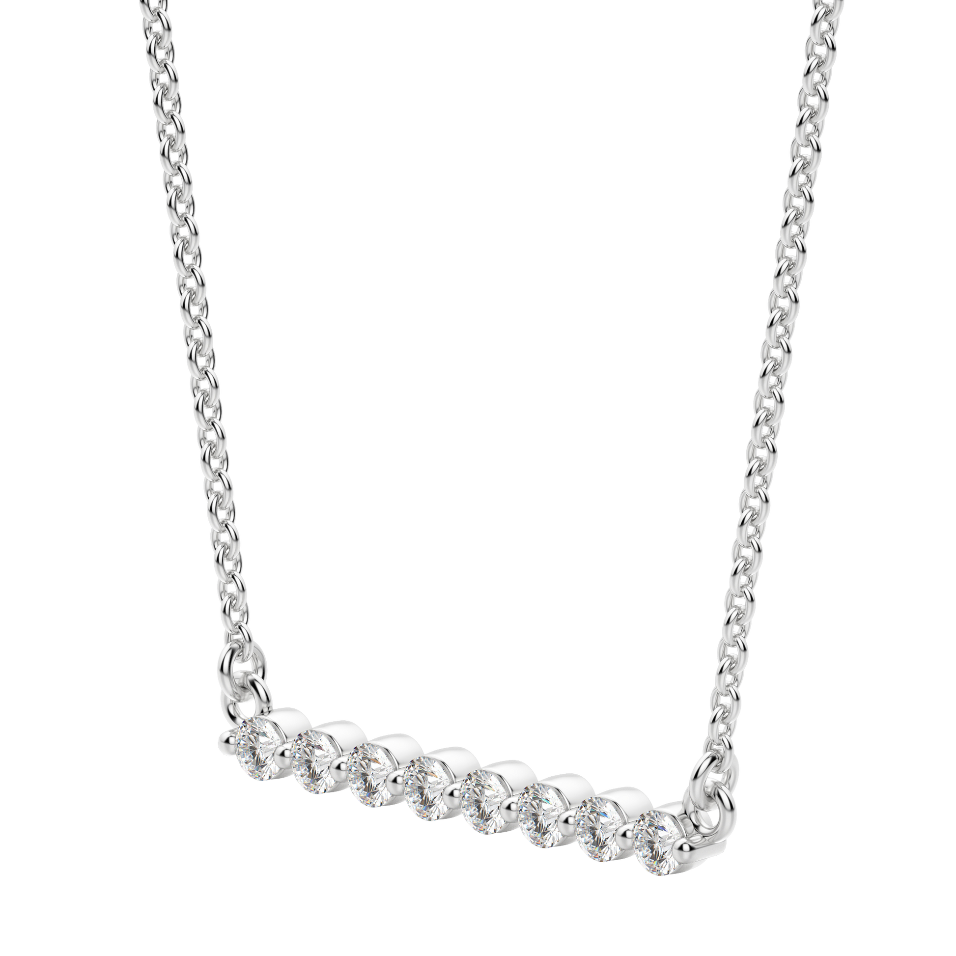 0.24 CT Round Cut Shared Prong Bar Necklace Moissanite Diamond Necklace 5