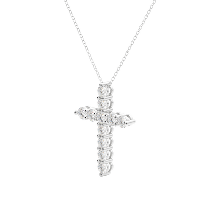 0.17 CT Round Cut Cross Pendant Moissanite Diamond Necklace 4